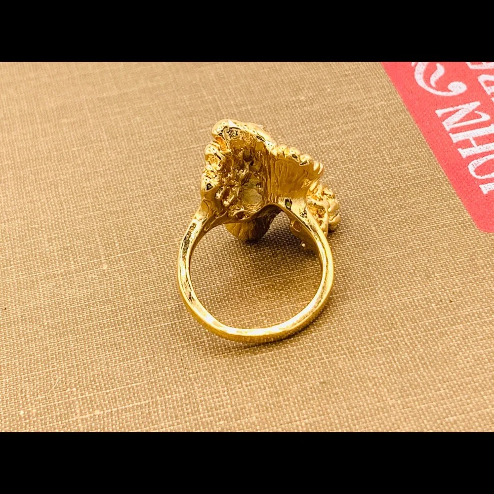 Chunky vintage ring gold plate rhinestone 5 - 9